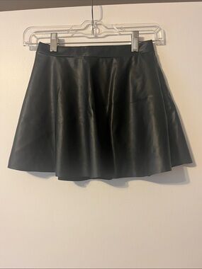 H&M Black Faux Leather Circle Skirt
